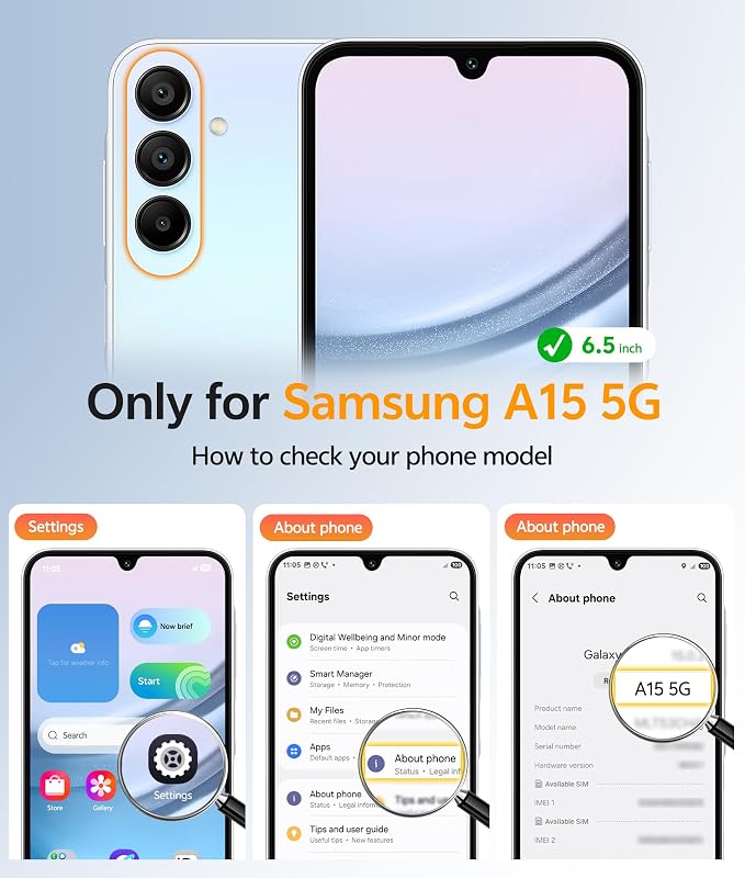 FNTCASE for Galaxy A15 5G Phone Case, Screen Protector, Light Blue | Translucent Matte Magnetic Back, 14FT Military Grade Drop Protection, Shockproof Protective, for Samsung A 15 Cover - Image 2
