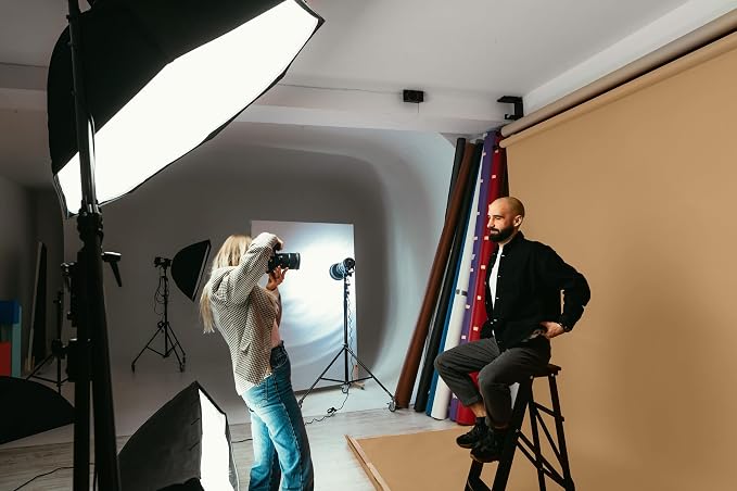 Denny Mfg Seamless Paper Backdrop for Photoshoot, Khaki, 86 in x 36 ft | Photography Backdrop, Matte Finish for Portraits, Product Photos and Video Shoots, with Free Roll Gaffer Tape (2 in x 13 ft) - Image 4