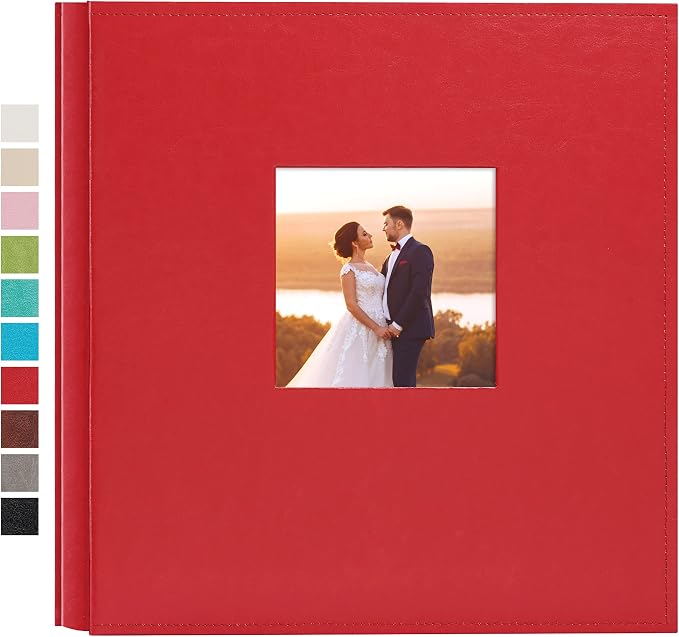 potricher Large Photo Album 4x6 1000 Photos, Leather Cover, Red | Large Capacity Picture Albums with 1000 Horizontal and Vertical Pockets, Photo Book for Family, Wedding, Anniversary, Baby by potricher