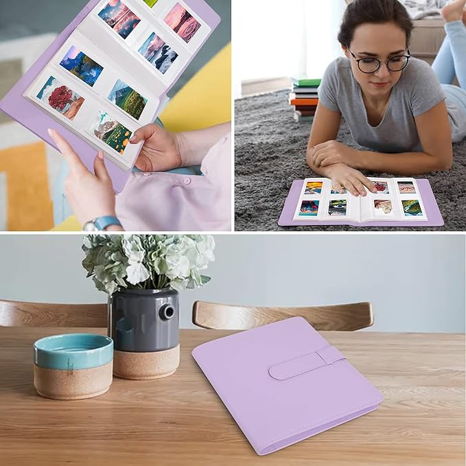 Veicevol 256-Pocket 2x3 Photo Album for Instax Mini and Polaroid, Purple | PU Leather Cover Keeps, Fits Instax Mini and Polaroid 2x3 Photos, Protects Travel, Wedding and Family Memories - Image 7