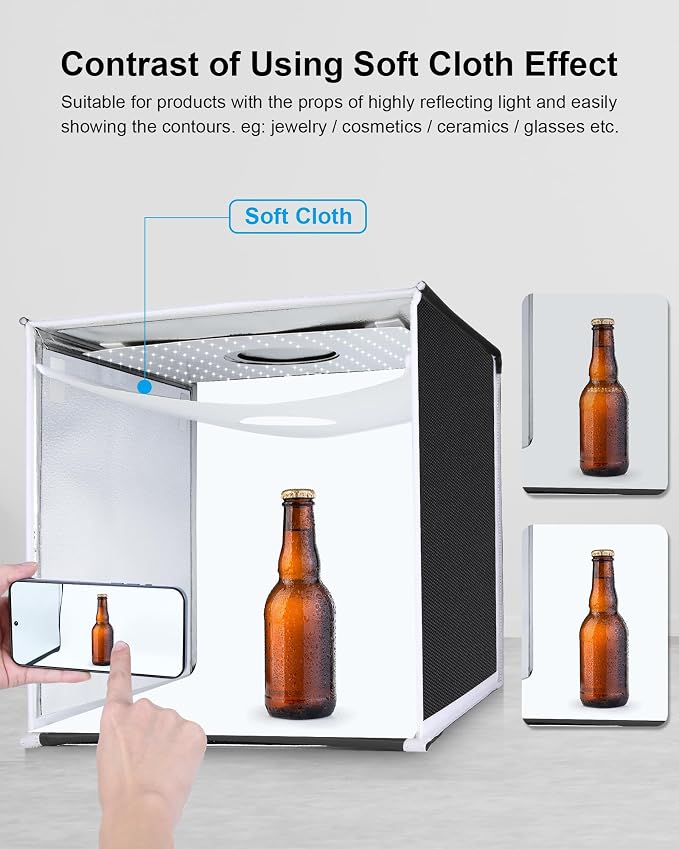 PULUZ Portable Light Box, 16"x16" Professional Dimmable Photo Box Photography with High CRI 144 LED Lights, Upgraded Lightbox with 6 Backdrops for Product Photography - Image 5