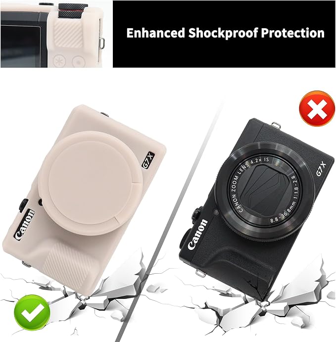VOVMOEYA Camera Case for Canon Powershot G7 X Mark III with 2PCS Screen Protector,Full Pritection Soft G7X III Silicone Case Detachable Lens Cover Protective Cover for Canon G7XIII G7X3-Jelly Pink - Image 4