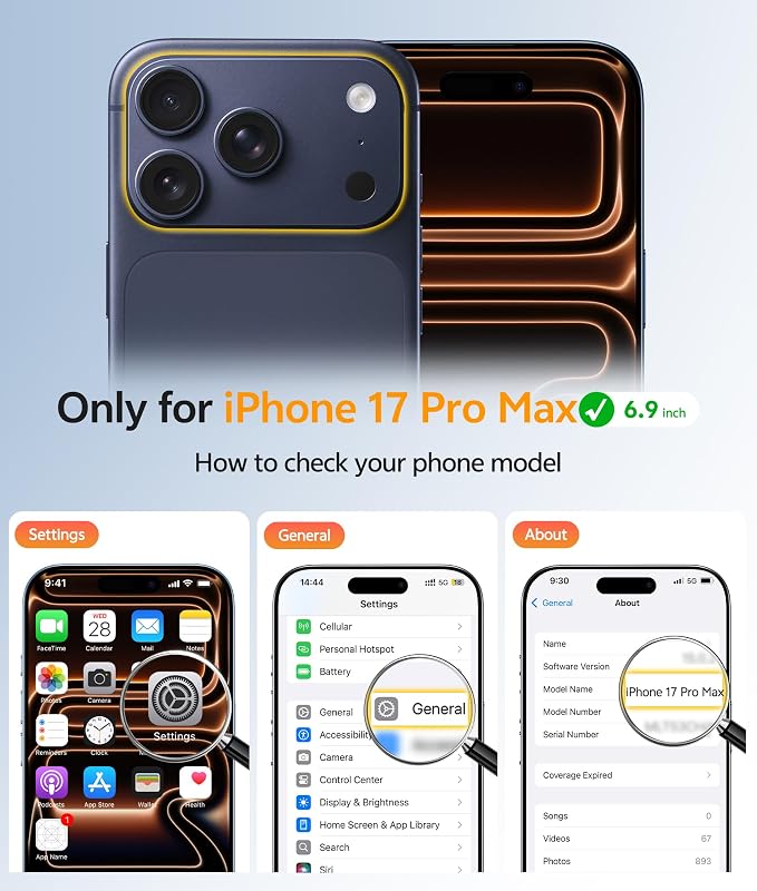 FNTCASE for iPhone 17 Pro Max Case, Fit for Magsafe, Screen Protector | Full Camera Protection, Translucent Matte, 14FT Military Grade Drop Proof, Shockproof Protective Phone Cover, Black Circle - Image 2