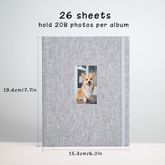 Mini Photo Album (2-Pack) for 2x3" Instax Mini & Polaroid Photos – Each Linen Album Holds 208 Photos - Image 4