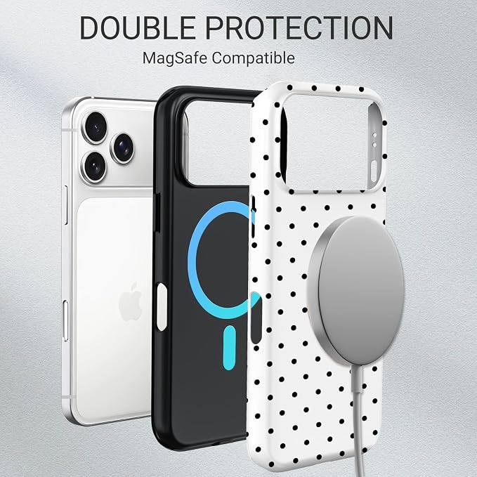TPU Phone Case for iPhone 17 Pro Max, MagSafe Wireless Charging Compatible, Shockproof Slim Fit Protective Cover with Anti-Yellowing & Raised Camera Protection (Polka dot 8, iPhone 17 Pro Max(6.9")) - Image 6