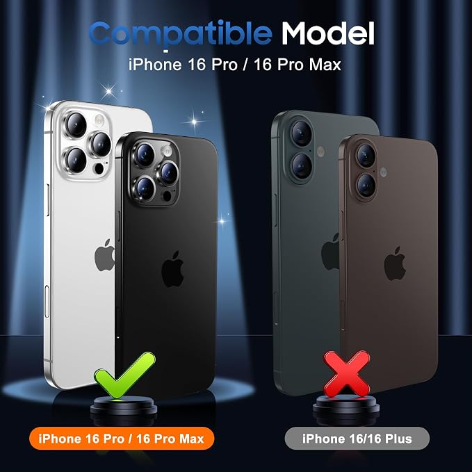 UniqueMe for 3 Pack iPhone 16 Pro/16 Pro Max Camera Lens Protector-Colorful | Drop Protection, Case Friendly, 9H Tempered Glass, Camera Cover Screen, Update New Version - Image 7