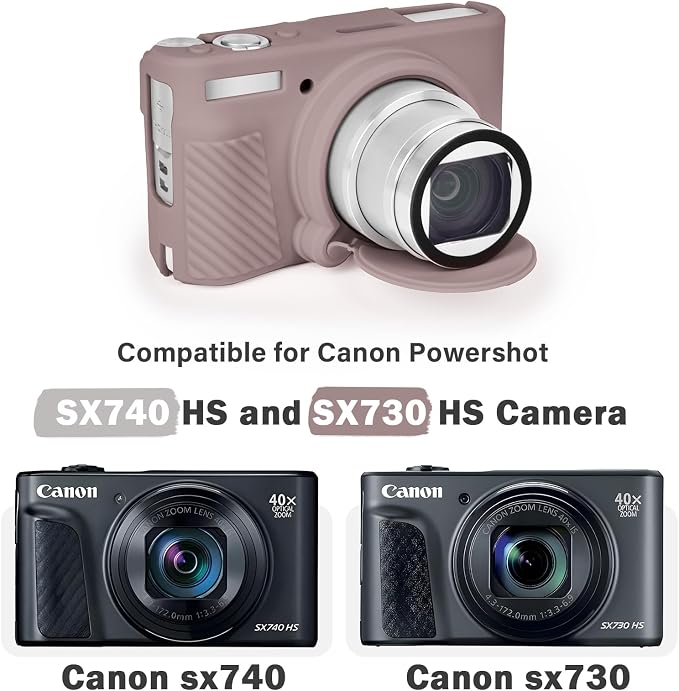 MUZIRI KINOKOO Case for Canon SX740 HS, SX730 HS Camera - Soft Protective Cover Powershot SX740 SX730 HS Silicone Sleeve with Removable Lens Cover - Anti-Slip & Anti-Scratch - Grey - Image 2