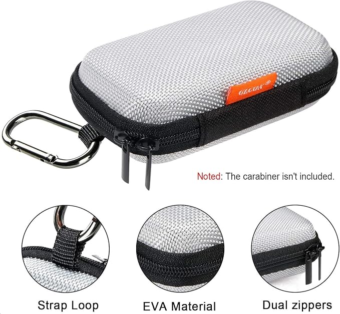 Silver Small EVA Electronic Carrying Case, Hard Shell Zipper Pouch | Protection Bag for Earbud, Wired Earpiece, Bluetooth Headset, Charger, Cell Phone Accessories, Gadgets - Image 3