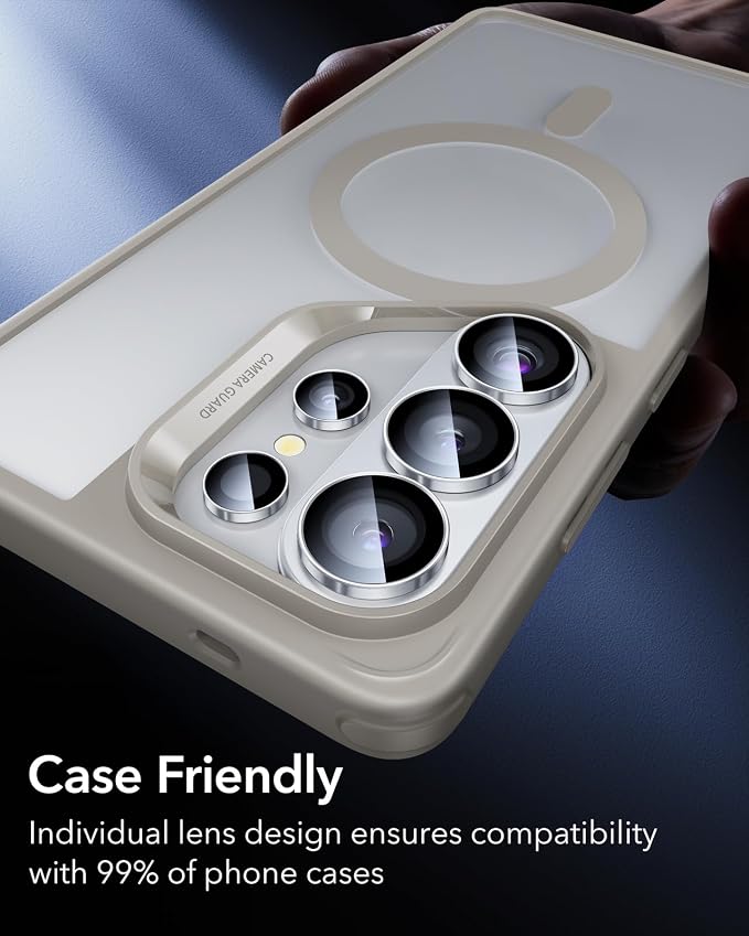 ESR for Samsung Galaxy S26 Ultra Camera Lens Protector, 1 Pack, Silver | Individual Camera Cover, 9H Tempered Glass, Original Camera Clarity, Scratch-Resistant, Case Friendly - Image 8