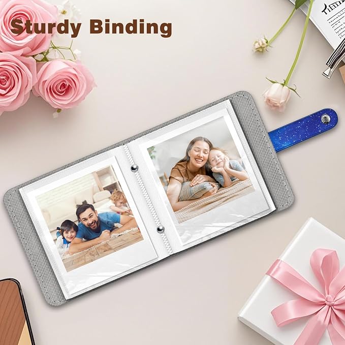 Fintie Small Photo Album Book for 3.5x4.25" Polaroid Films - 52 Pockets | For Polaoird I-Type/600/Sx-70 Films, Fujifilm Instax Wide Pictures Albums Book, Boys & Girls Memory Keepsakes, Starry Sky - Image 4