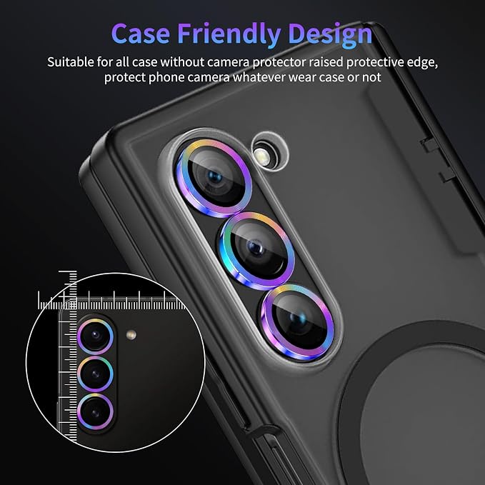 Camera Lens Protector for Samsung Galaxy Z Fold 5,1 Pack | Tempered Metal Glass Camera Cover, HD Clear Anti-Scratch Lens Screen Protector Film,Case Friendly,Colorful Titanium - Image 7