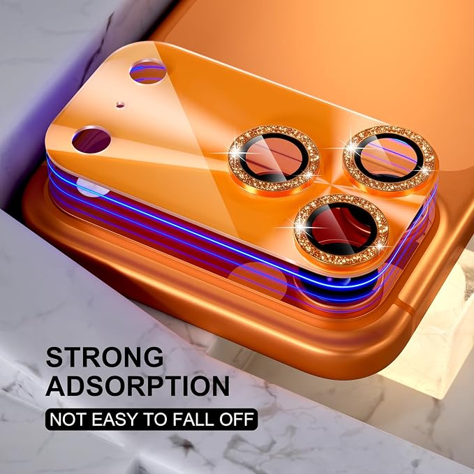 Choiche for iPhone 17 Pro Max Camera Lens Protector, Light-Orange | Bling Metal Camera Cover with 9H Tempered Glass Lens Screen Protector Accessories, Strong Adsorption, Case-Friendly, 6.9-inch - Image 5