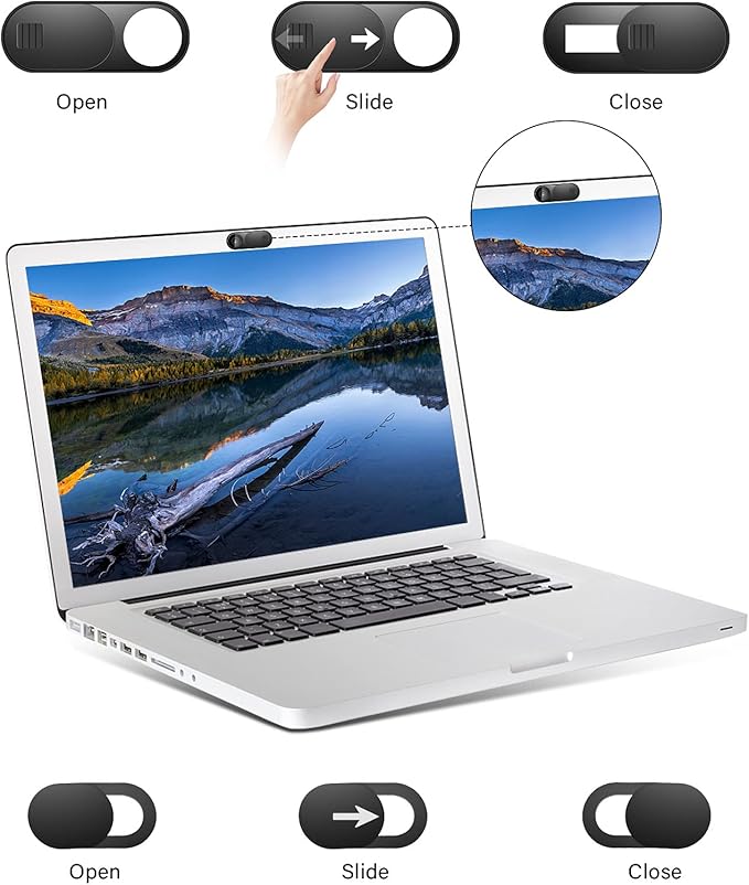 Laptop Camera Cover, 0.027 Inch Ultra Thin Camera Cover, Webcam Privacy Cover Fits on Computer, Laptop, MacBook, PC, Cell Phone, iPhone, iPad, iMac, Tablet, Black Web Cam Cover Sliders (9 Pack) - Image 5