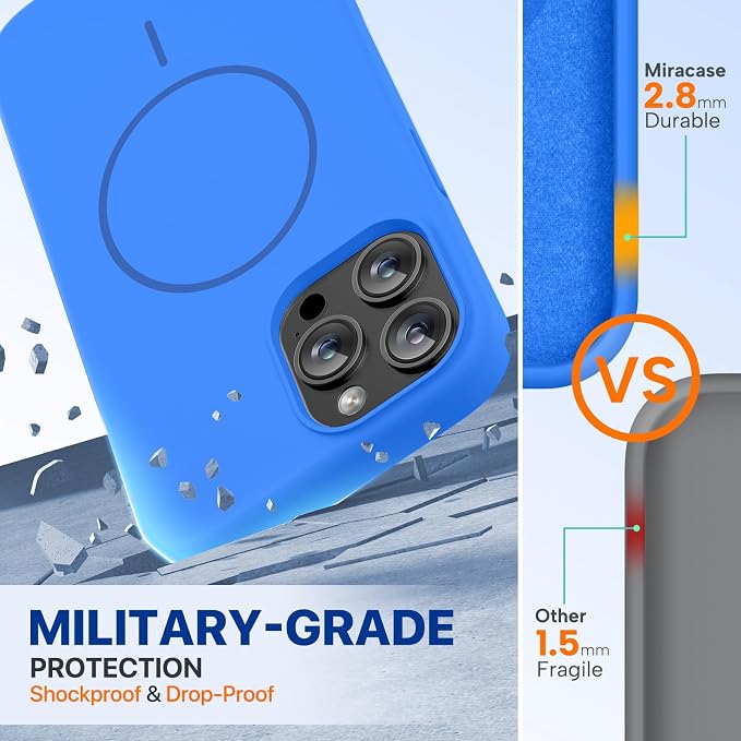 Miracase Silicone & Magnetic for iPhone 12 Pro Max Case, Mediterranean Blue | Compatible with MagSafe, Soft Microfiber Lining, Premium Silicone Case Shockproof Drop Protection Phone Case for 12 Pro Max - Image 3