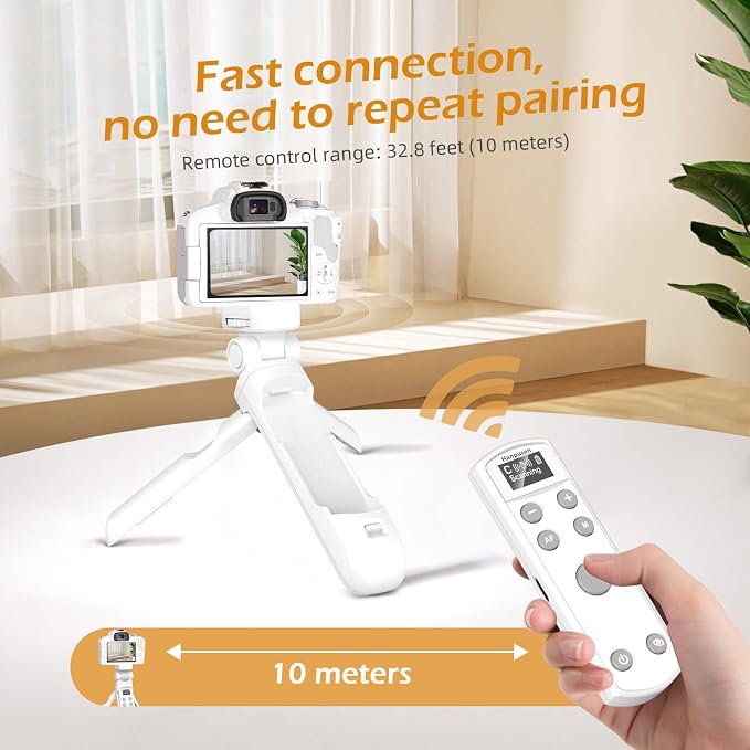 for Canon Tripod Wireless Shooting Grip with Shutter Release | Mini-Tripod with Rechargeable Remote Control for G7 X III/R50/R8/R5/R10/G5 X II/R100/M6 II/M200/R50 V, for Vlogging, White - Image 5