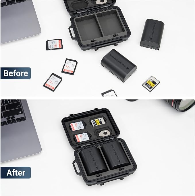 JJC Portable Camera Battery Memory Card Storage Case for 4 SD Card,3 CFexpress Type-A Cards,2 Camera Batteries, Compact Cameras Battery Holder Box for Sony NP-FZ100 - Image 7