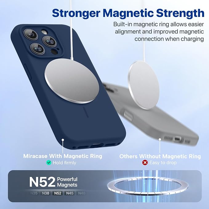 Miracase Magnetic for iPhone 15 Pro Case, Silicone, Soft Microfiber Lining - Image 5