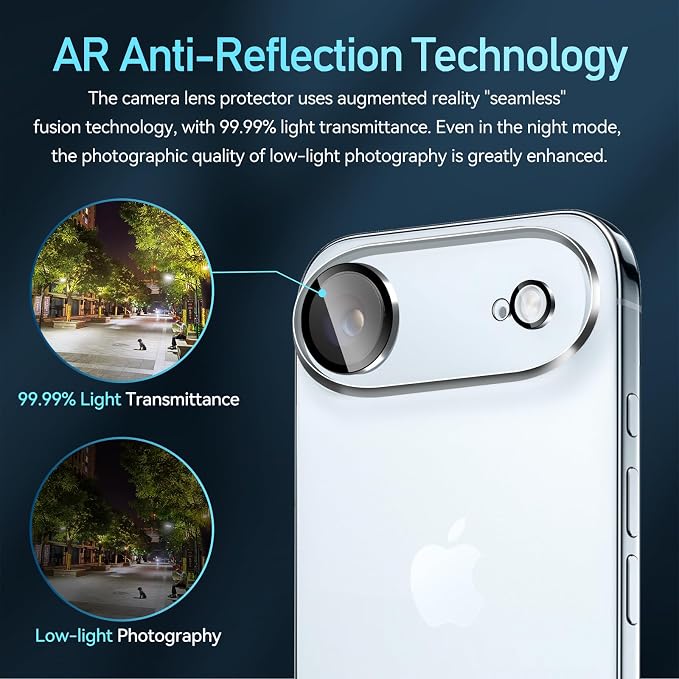 ivoler Camera Lens Protector for iPhone Air 6.5", 4-Pack | Screen Protector Tempered Glass[Case Friendly][New Rersion],for iPhone 17 Air Scratch-Resistant,Clear+Black Circle - Image 4