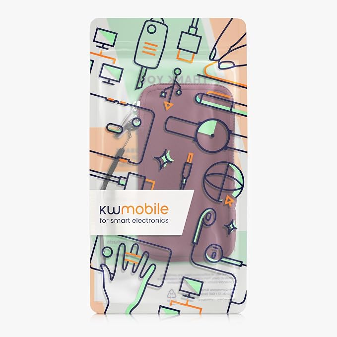 kwmobile Universal Phone Pouch Size XL - 6.7/6.8" - Neoprene Smartphone Pouch with Zip - Water-Repellent Mobile Phone Case - Sleeve in Berry - Image 7