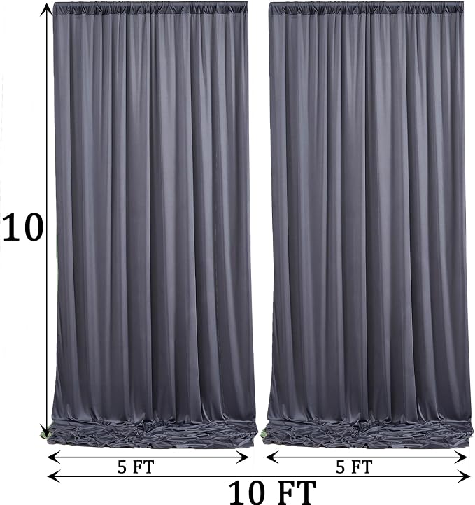 10ft x 10ft Wrinkle Free Charcoal Backdrop Curtains for Parties, Polyester Photo Backdrop Drapes 2 Panels 5x10ft for Wedding Birthday Party Photography Background Backdrop Stand - Image 6
