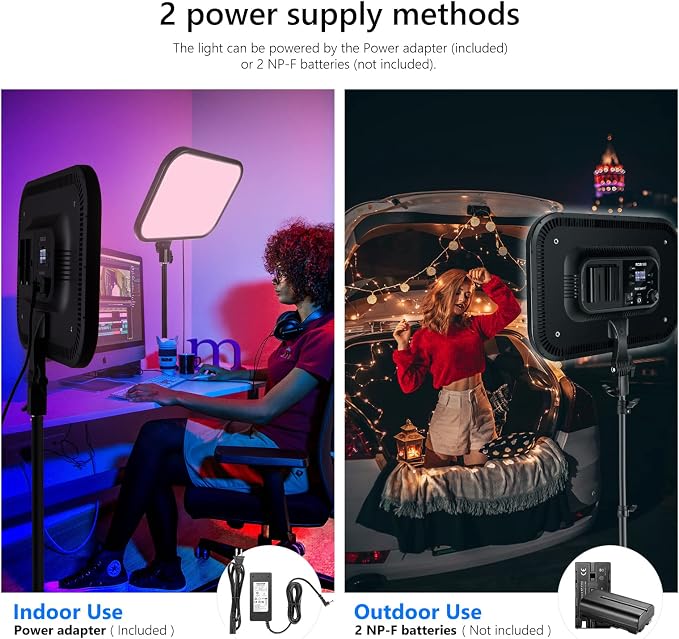 NEEWER 18.3" RGB LED Video Light Panel with APP Control, 360°Full Color, 1 Pack 60W Dimmable 2500K~8500K RGB LED Panel CRI/TLCI 97+ with 17 Special Scenes Effect for Game YouTube Zoom Photography - Image 7