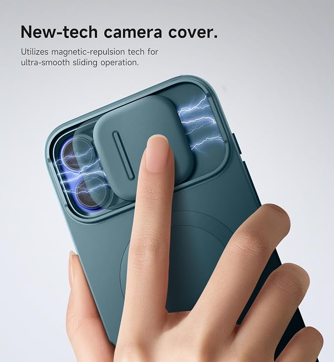 SURITCH for iPhone 16 Plus Case with Magnetic Camera Slide Cover and Adjustable Kickstand, Compatible with MagSafe, Shockproof Bumper Case Slim Protective Cover for iPhone 16 Plus 6.7 Inch, Lake Green - Image 4