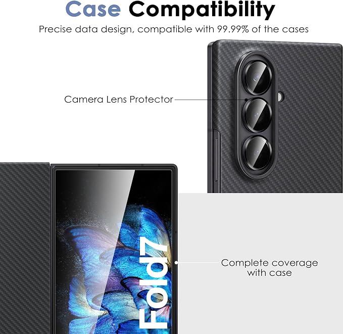 Fotbor [3+3+3 Pack Screen Protector for Samsung Galaxy Z Fold 7, Flexible EPU Inner Screen Film, 9H Tempered Glass Back & Camera Lens Protector, Auto-Repair, Anti-Scratch, High Definition - Image 8