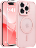 FNTCASE for iPhone 14 Pro Case, Compatible with Magsafe, Screen Protector | Full Camera Protection, Translucent Matte, 14FT Military Grade Drop Proof, Shockproof Protective Phone Cover, Light Pink by FNTCASE