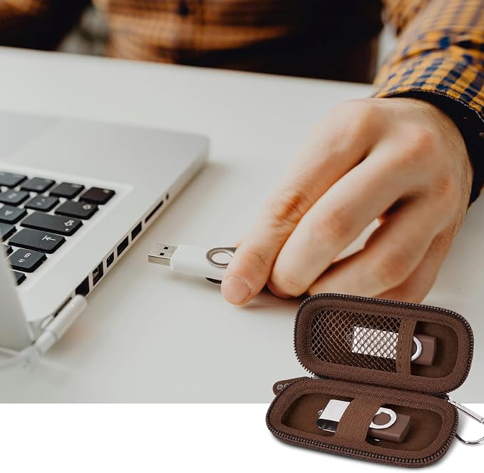 USB Flash Drive Case, SD Card/Thumb Drive/Memory Cards Holder, Bag Only | SDXC/SDHC Storage, Electronic Accessories Organizer for SanDisk / for Samsung, for Students/IT/Office/School/Travel, D-Brown - Image 7