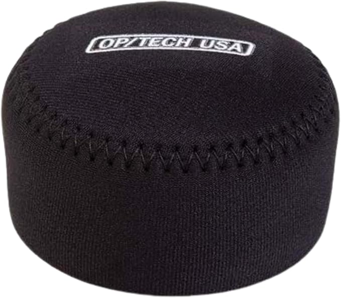 OP/TECH USA Fold-Over Neoprene Lens Pouch – Camera Lens Case for safe Lens Cover storage, Great for Photography & outdoor shoot, Keeps your Lens secure with No-Lose Lid-251 (Black) - Made in USA by OPTECHusa