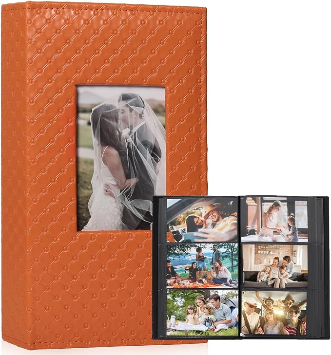 RECUTMS Photo Album 4x6 Pictures, 300 Pockets Large Capacity Picture Album | Acid-Free Black Pages, Leather Cover, Horizontal Pockets, Custom Photo Cover, Perfect for Wedding, Family&Trave by RECUTMS