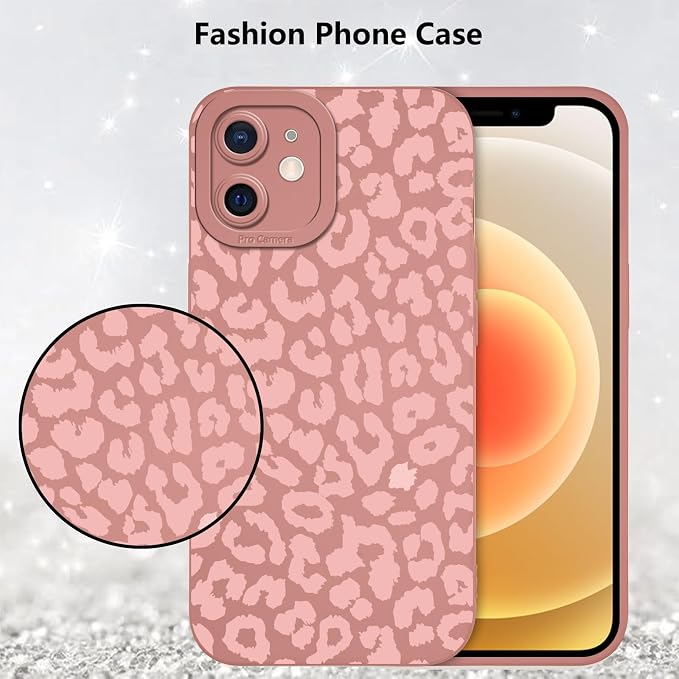 Cute Pink Cheetah Print Phone Case for iPhone 12 6.1" | Aesthetic Leopard Pattern Design Cover Full Camera Lens Protective Shockproof Soft Slim TPU Funda for Women Girls - Image 6