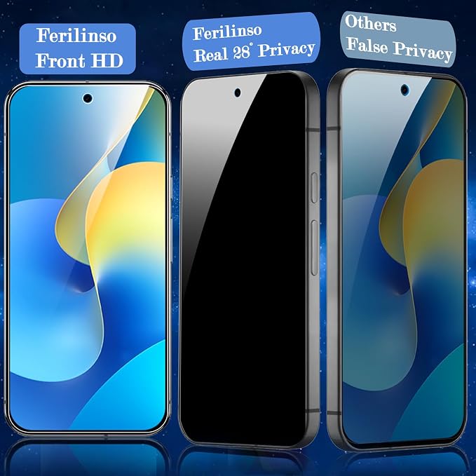 Ferilinso 3 Pack Privacy Screen Protector for Google Pixel 10 Pro | 9H+ Tempered Glass, Military-Grade Shatterproof, HD, Case Friendly, Easy Installation Bubble Free - Image 4