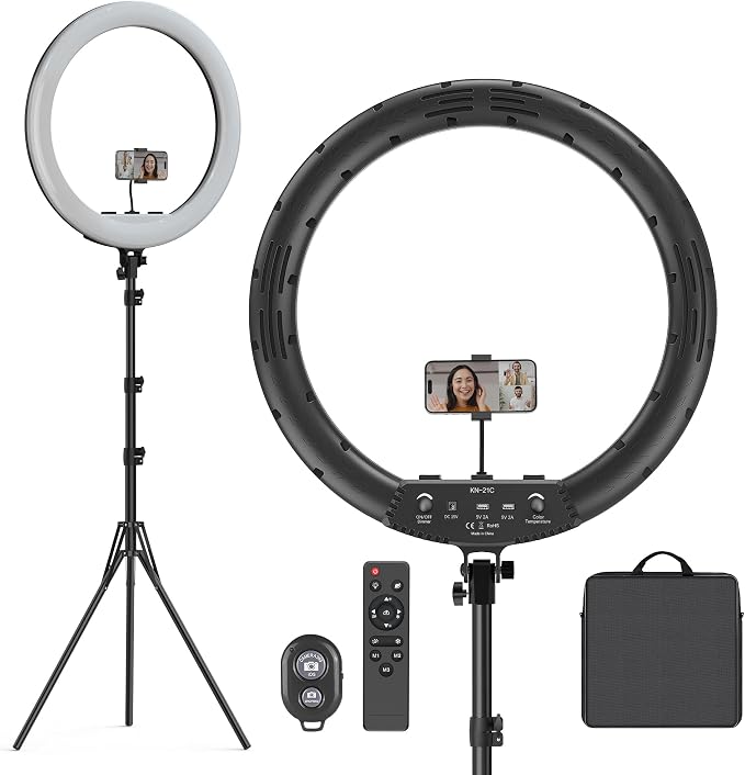Hagibis 21 inch Ring Light with Stand Outer 55W 5600k Dimmable LED Light, Tripod Stand,and Phone Holder，Remote Controller,Carrying Bag ，CRI 97+ 2540lux, for Streaming Home Office Zoom Call Lighting by Hagibis