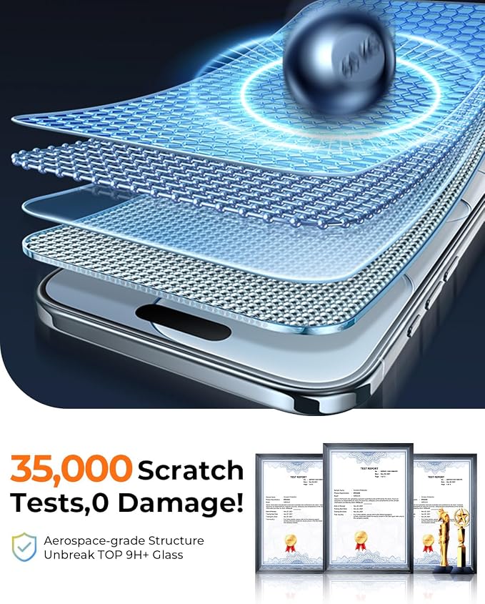 2+2 Pack Privacy Screen Protector for iPhone Air with Camera Lens Protector | TOP 9H+ Tempered Glass [Zero Bubble][10X Military Protection] 17 Air 6.5" Full Edge Coverage,Case Friendly,Scratch Resistant - Image 8