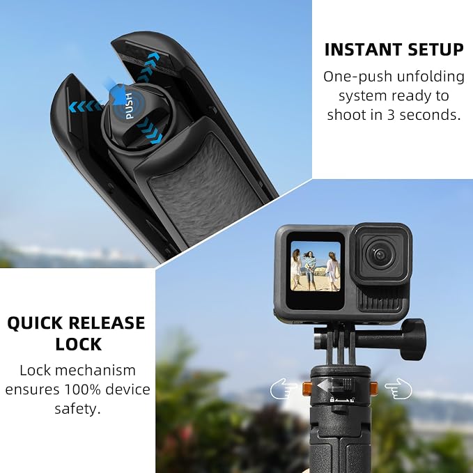 20" Osmo Pocket 3 4 Tripod, Xtra Muse Mini Table Desk Extendable Stand Small Handheld Selfie Stick Quick Release 1/4 Screw Vlog for DJI Action 6 5 Pro 4 for Insta360 X4 X5 Luna Ultra Accessories - Image 6