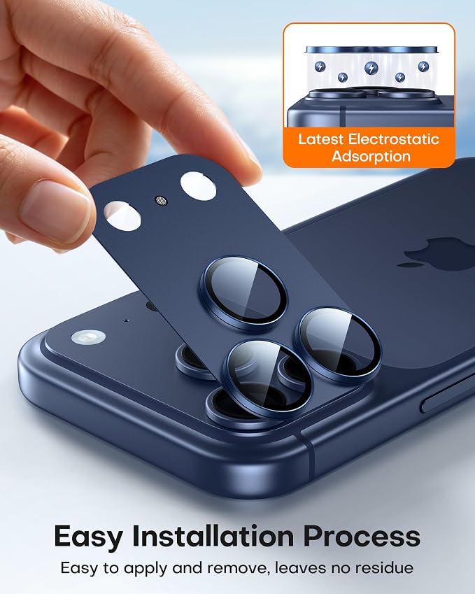 TAURI 2 Pack for iPhone 17 Pro Max Camera Lens Protector, Deep Blue | Full Coverage Military-Grade Shatterproof, Upgrade AR Anti-Reflection Ultra Clear Transmission & Case Friendly - Image 5
