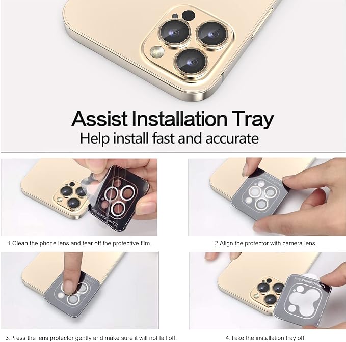 YWXTW [1 SET Camera Lens Protector Compatible with iPhone 12 Pro Max 6.7 inch, [Installation Tray] Aluminum Alloy Tempered Glass Camera Circle Cover - Image 4