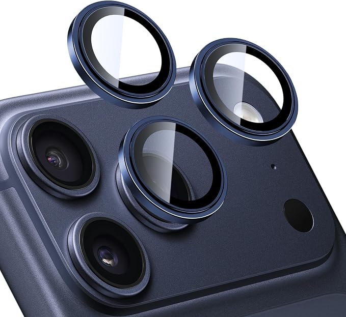 Camera Lens Protector for iPhone 17 Pro & 17 Pro Max, Blue | AR+AF, 9H Tempered Glass, Individual Metal Ring, Anti Glare, Fall Protection, Camera Screen Cover by TENOC