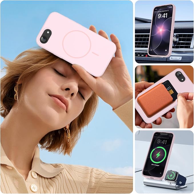 miracase Magnetic for iPhone 17e Case & iPhone 16e Case, [Soft Anti-Scratch Microfiber Lining], Compatible with MagSafe, Silicone Shockproof Protection Phone Case for iPhone 17e/16e, Sand Pink - Image 6
