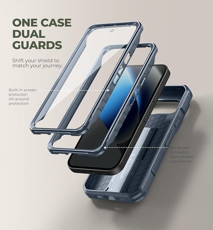 Dexnor for Google Pixel 10a Case with Slide Camera Cover & 2 Front Frames & Built-in Screen Protector & Kickstand, Full-Body Shockproof Protective Cover Heavy-Duty Rugged Bumper Cases,Navy Blue(2026) - Image 5