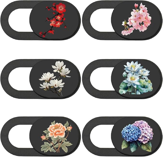 6Pcs 6 Styles Camera Cover Slide Flowers Laptop Camera Cover Floral Pattern Privacy Guard Webcam Protectors for Laptop Desktop Computer Tablet Phone Mini PC Accessories Home Office Use by PRESSINART