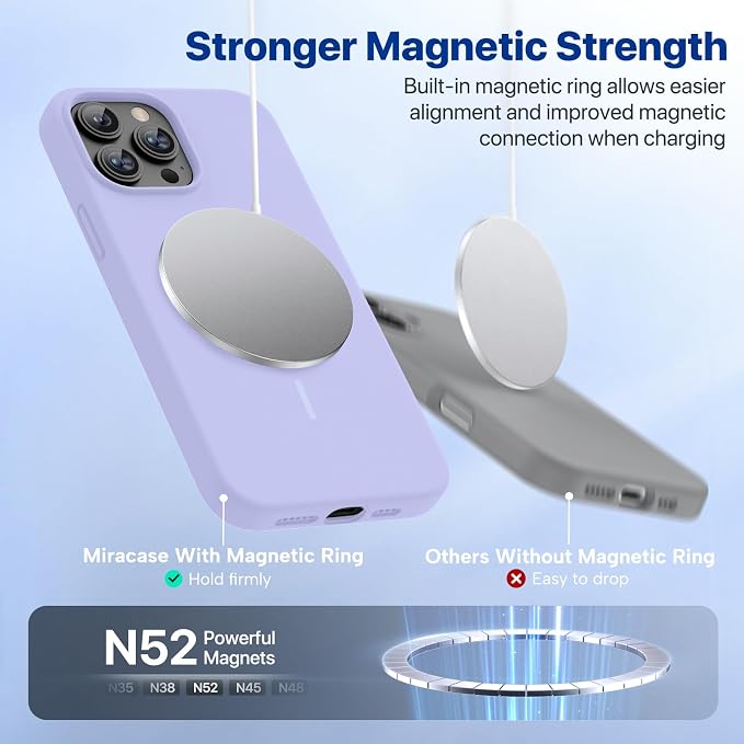 Miracase Magnetic for iPhone 15 Pro Case, Silicone, Soft Microfiber Lining - Image 5