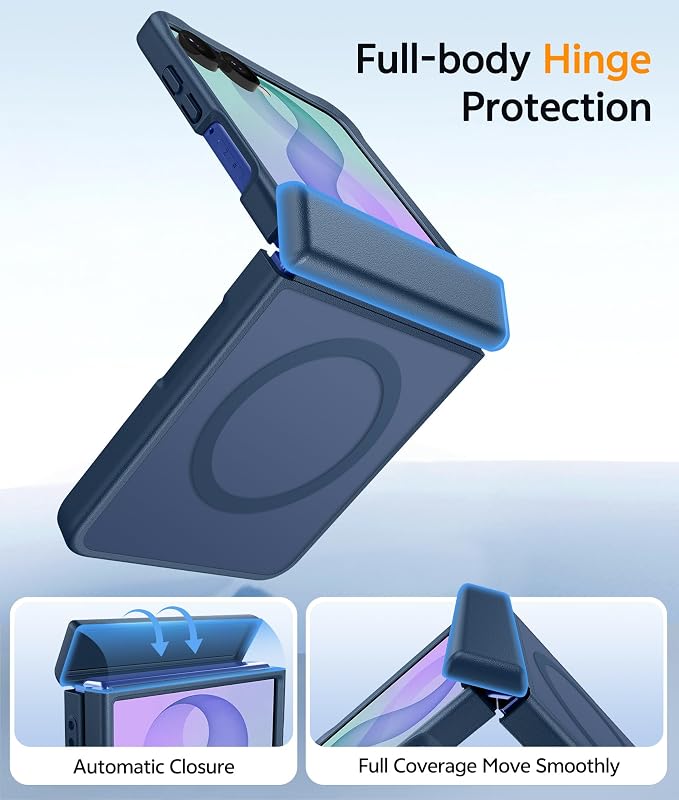 FNTCASE for Samsung Galaxy Z Flip 8 Case, Fit for Magsafe, Screen Protector | Hinge Protection, Translucent Matte, 18FT Military Grade Drop Proof, Protective Phone Cover, Blue - Image 5