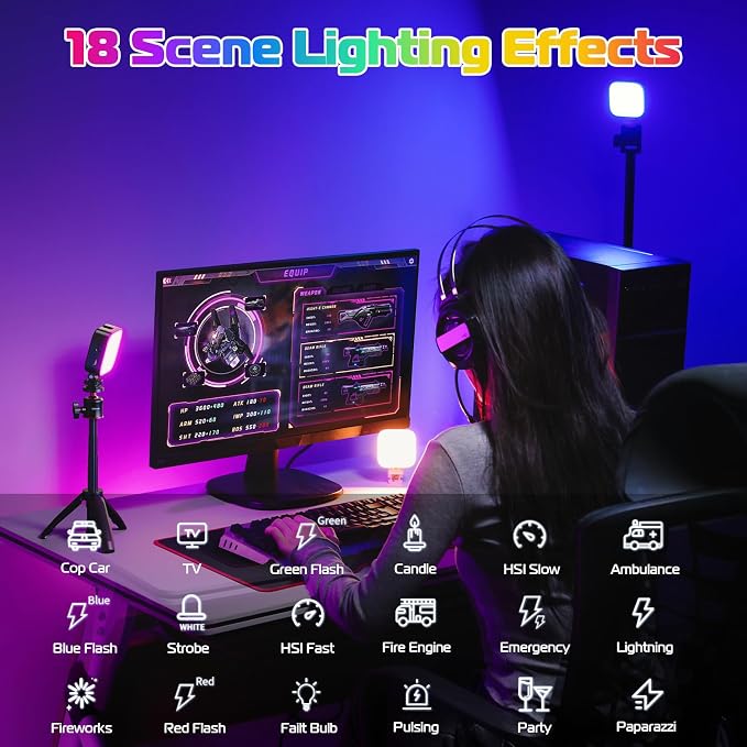 ULANZI U60 RGB Video Lights Black LED Camera Light 360° Full Color Portable Photography Lighting w Quick Release Cold Shoe Adapter and Clip, 2500mAh Rechargeable CRI 95+ 2500-9000K Dimmable Panel Lamp - Image 3