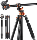 K&F CONCEPT 90''/230cm Ultra High Horizontal Overhead Camera Tripod | Metal Ball Head, 10KG Load Capacity, Detachable Monopod, Flexible Shooting DSLR Travel Video Tripods T254A7+BH-28L by KFCONCEPT