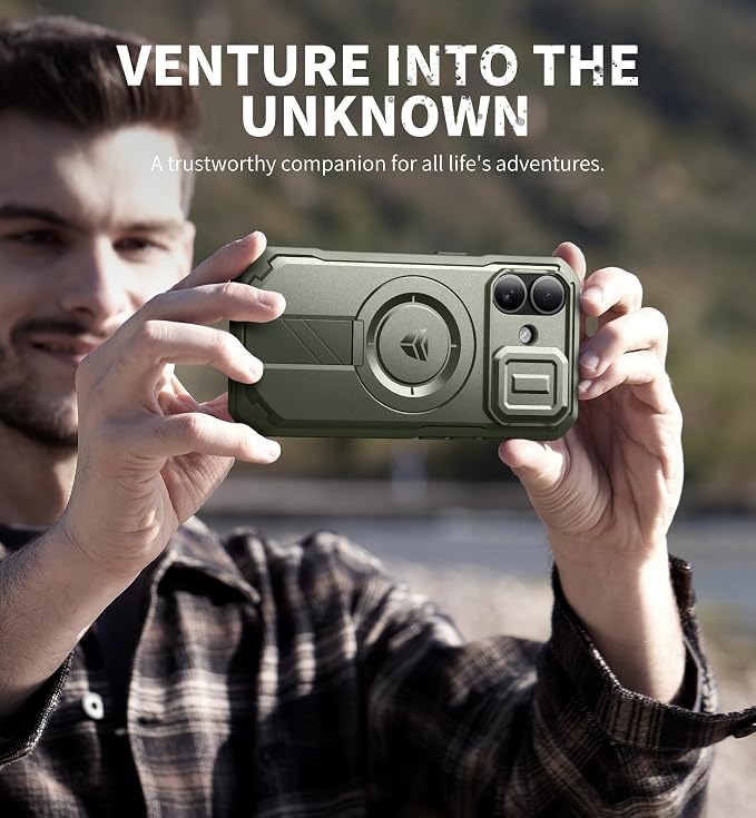 Dexnor for iPhone 17 Case with Slide Camera Cover & Adjustable Kickstand, Compatible with MagSafe, Rugged Shockproof Bumper Cases Heavy-Duty Magnetic Protective Cover,6.3 inch,Army Green - Image 8