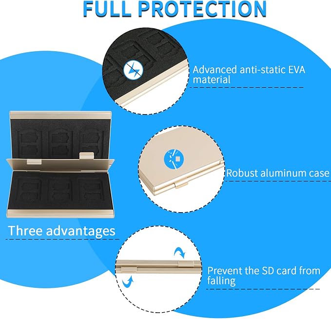 SD Card Holder, SD Card Case,LAVILI CF Memory Card Holder Case Aluminum | Alloy Hard Shell, Double-Layer Capacity for 6SD Cards and 12 TF Cards - Image 5