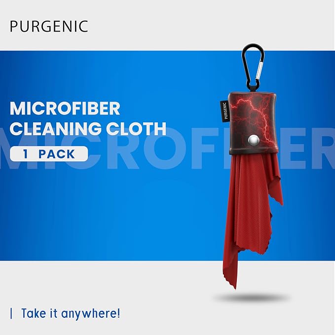 Microfiber Cloth & Glasses Wipes (1 Pack) Lens & Glasses Cleaning Cloth - Eyeglass Cleaner - Camera Lenses & Gadget Delicate Screens - Red - Image 2