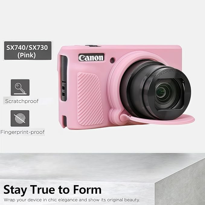 Camera Case for Canon PowerShot SX740/ SX730 Digital Camera, SX740 HS Case | Soft Silicone Protective Case Removable Lens Cover, Comes with 2 Screen Protectors and 1 Wrist Strap. (Pink) - Image 7